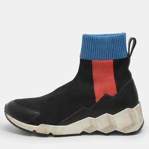 Pierre Hardy Size 37 Tri-Color Shimmering Stretch Fabric Sock Sneakers